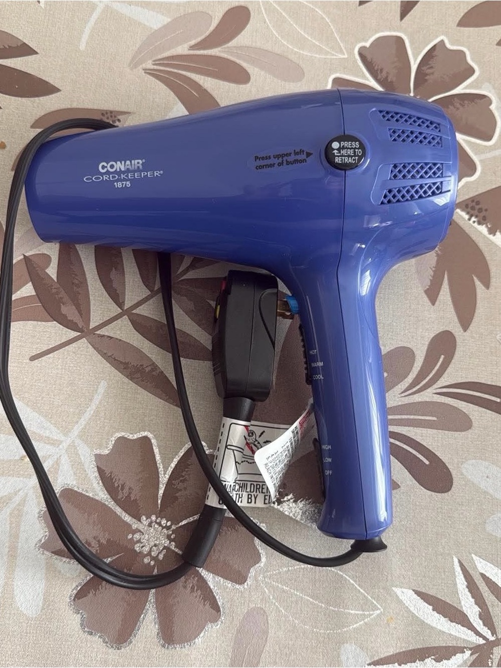 Conair Cord-Keeper 1875W Portable Hair Dryer - Blue used no box